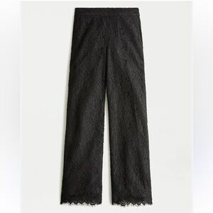 J. Crew Black Lace High Rise Pull On Peyton Cropped Length Pants Size 6P NWT